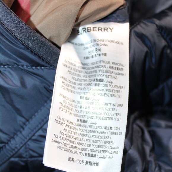 NWT Burberry Dalry Navy Quilted Nova Check Plaid Lined Snap Front Jacket Coat M - Picture 7 of 12